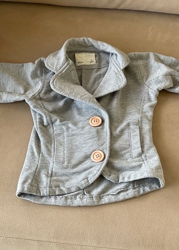 18-24 Ay Beden gri Renk Düğmeli Gri Kız Ceket Notch Yaka#Bebek blazer tişört
