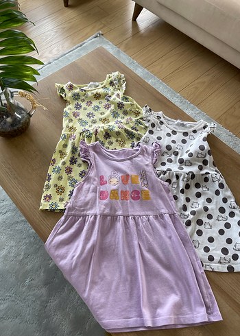 Kız Çocuk Çok Renkli yazlık Elbise 3 adet#üç adet Pamuklu yazlık - Görsel 2