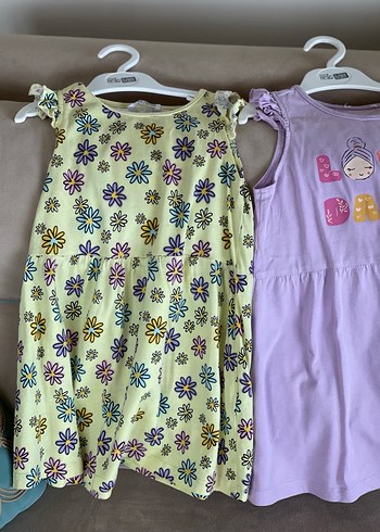 Kız Çocuk Çok Renkli yazlık Elbise 3 adet#üç adet Pamuklu yazlık - Görsel 3