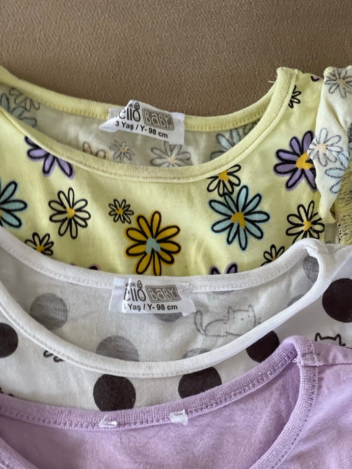 Kız Çocuk Çok Renkli yazlık Elbise 3 adet#üç adet Pamuklu yazlık - Görsel 4