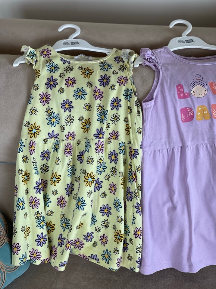 Kız Çocuk Çok Renkli yazlık Elbise 3 adet#üç adet Pamuklu yazlık - Görsel 3