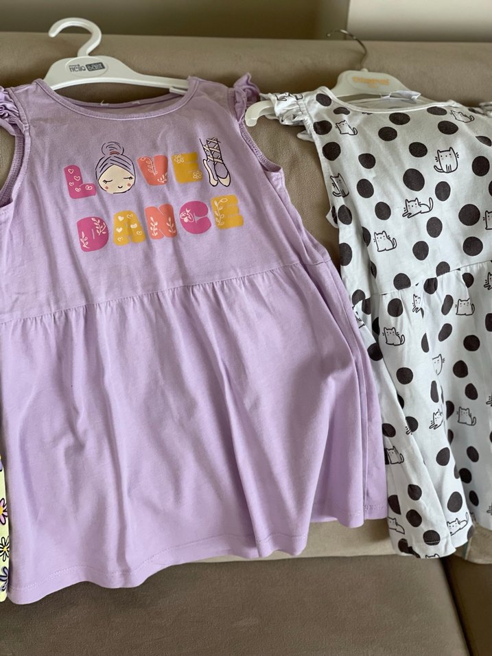 Kız Çocuk Çok Renkli yazlık Elbise 3 adet#üç adet Pamuklu yazlık - Görsel 5