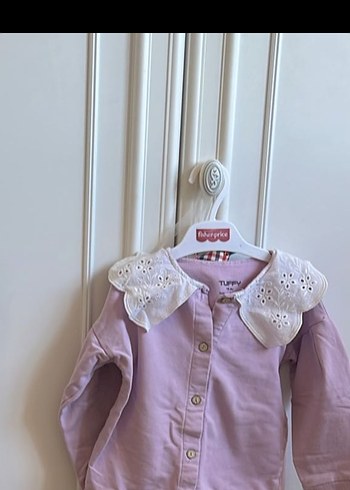 Düğmeli Pembe Bebek Kız Takımı#Bebe yaka sweatshirt#hırka - Görsel 4