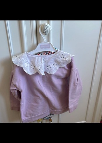 Düğmeli Pembe Bebek Kız Takımı#Bebe yaka sweatshirt#hırka - Görsel 3
