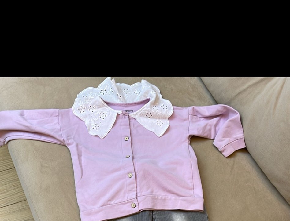 Düğmeli Pembe Bebek Kız Takımı#Bebe yaka sweatshirt#hırka - Görsel 2