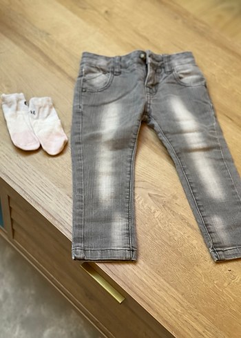 Kız Çocuk Gri Slim Fit Denim Pantolon#kız çocuk kot pantolon - Görsel 2