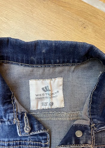 Dantel Detaylı Koyu Mavi Kadın Kot Ceket - Görsel 6