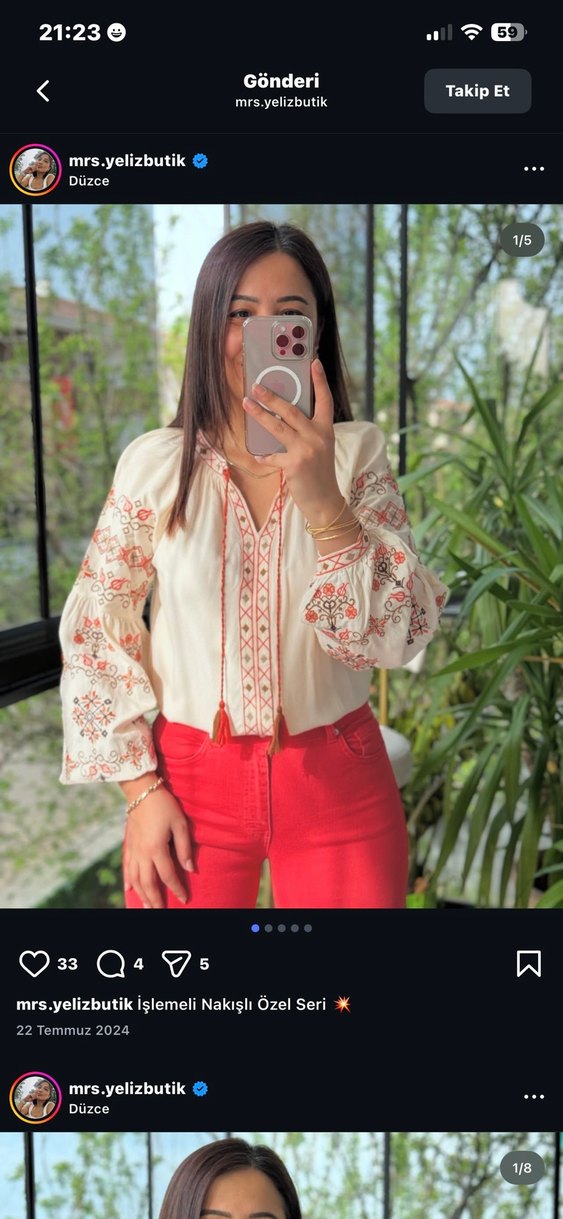 Etnik Desenli Uzun Kollu Bohem Bluz - Görsel 2