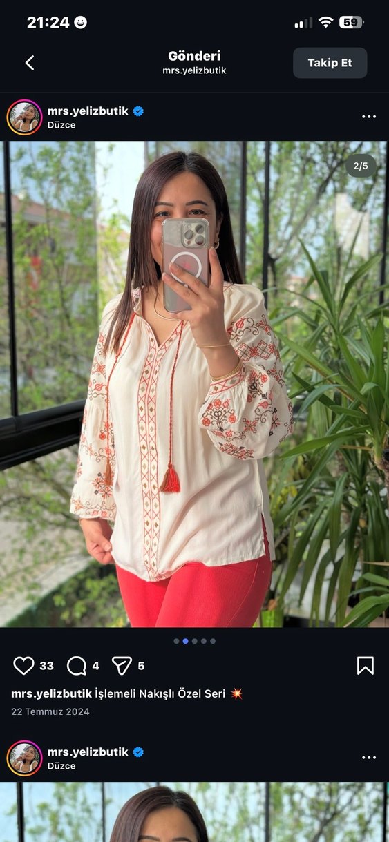 Etnik Desenli Uzun Kollu Bohem Bluz - Görsel 3