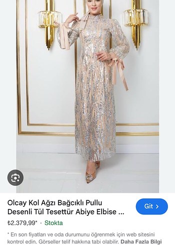 Payet İşlemeli Bej Uzun Kollu Abiye Elbise