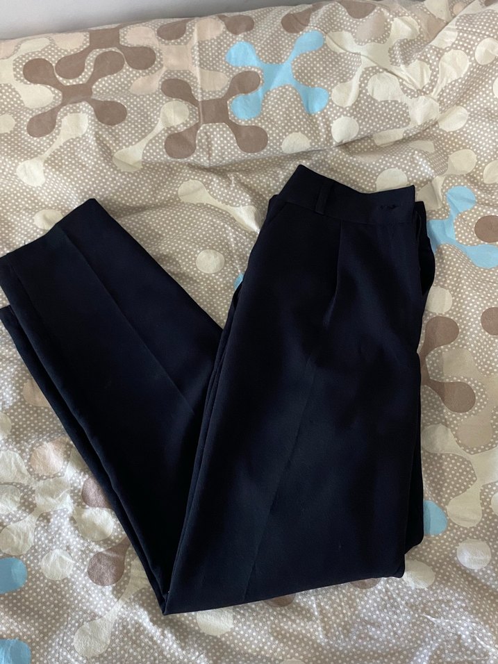 Yüksek Bel Siyah Kemerli Cigarette Pantolon - Görsel 2