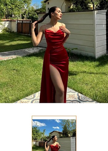 Trendyol & Milla Bordo Drapeli Uzun Abiye Elbise