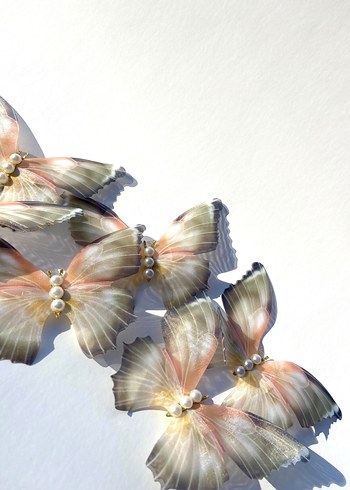  Beden çeşitli Renk Şeffaf Kelebek Formunda Pastel Bej Toka
