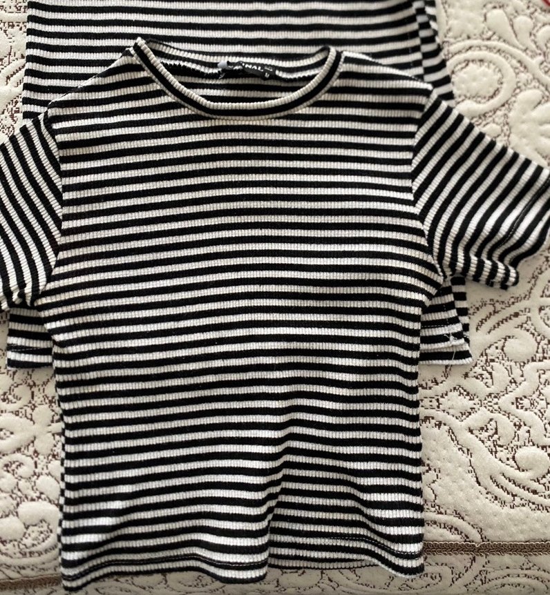 Siyah Beyaz Çizgili Triko Kadın alt-üst takım - Görsel 2