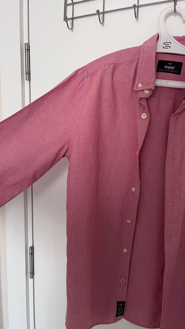 Erkek Mavi Marka Pembe Uzun Kollu Gömlek - Görsel 4