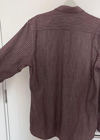 l Beden bordo Renk Avva Bordo Düğmeli Erkek Gömlek