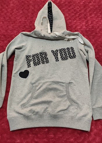 Gri Kapüşonlu Sweatshirt