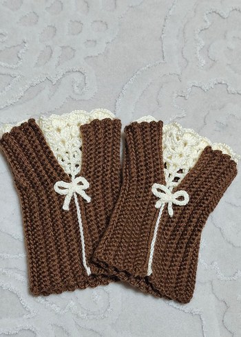 Sarı Örgü Kadın Eldiven - Görsel 4