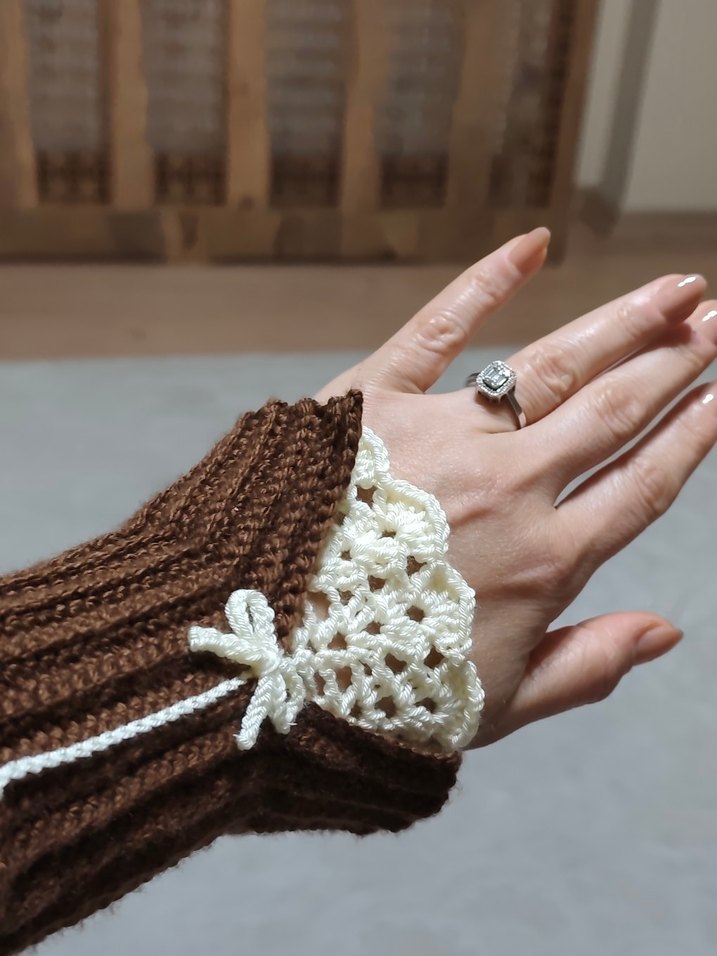 Sarı Örgü Kadın Eldiven - Görsel 5