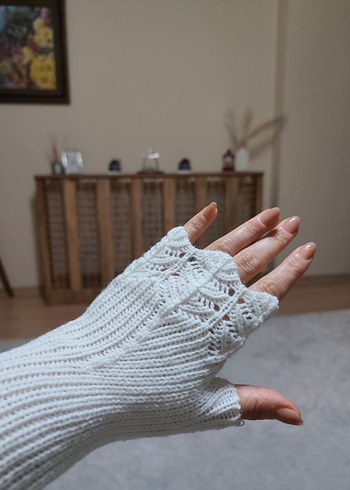 Dantel Detaylı Bohem Örgü Kadın Eldiveni - Görsel 3