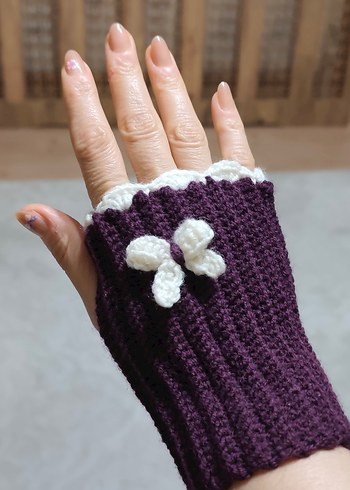 Mor Örgü Bohem Kadın Eldiven - Görsel 2