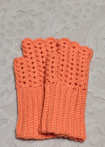 Turuncu Bohem Örgü Kadın Eldiveni - Görsel 2