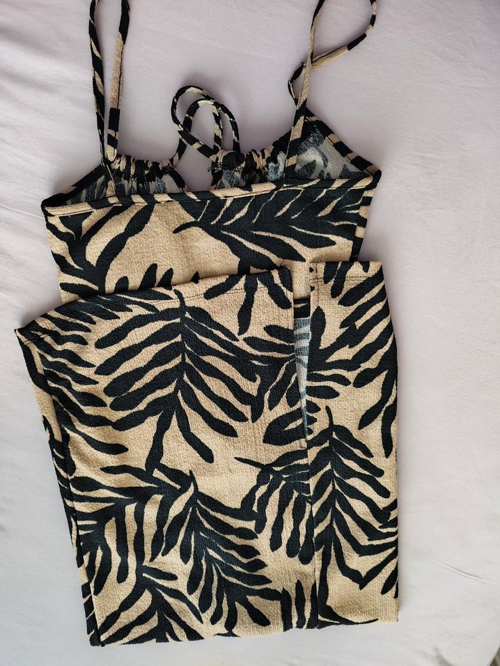 Bohem Zebra Desenli Midi Elbise - Görsel 3