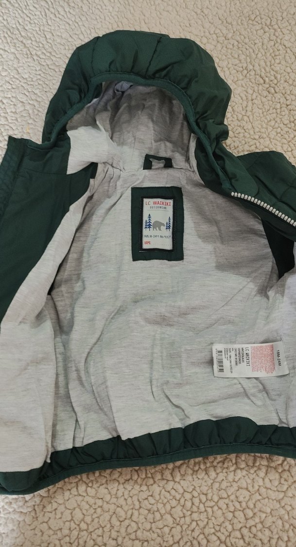 Erkek Çocuk Yeşil Fermuarlı Kapüşonlu Mont - Görsel 3