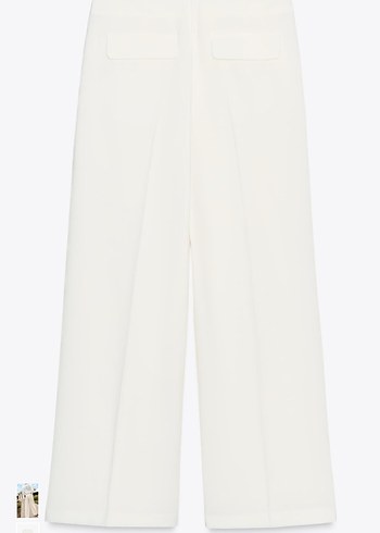 Zara Zara Beyaz Geniş Pensli Pantolon