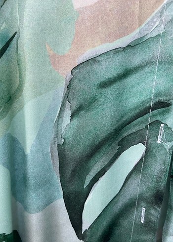42 Beden Yeşil Batik Desenli Uzun Kollu Salaş Gömlek