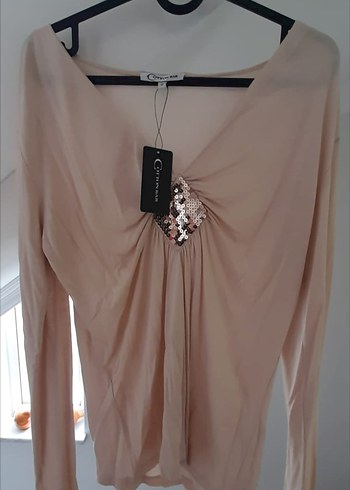 Bluz Bej V Yaka Drapeli - Görsel 2