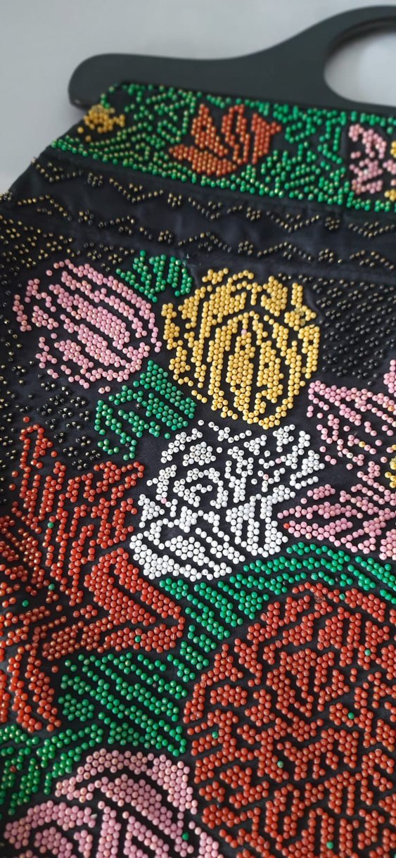 Boncuk işlemeli Bohem  çanta - Görsel 3