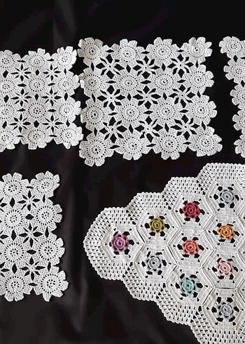 Vintage El Yapımı 6 Adet Motifli Dantel Örtüler - Görsel 5