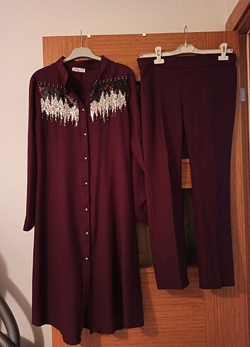 xl Beden bordo Renk Mürdüm rengi Tesettür alt üst takım