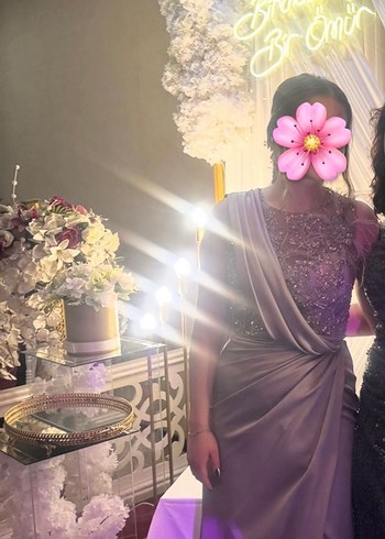 Gri Drapeli Uzun Straplez Abiye Elbise - Görsel 3