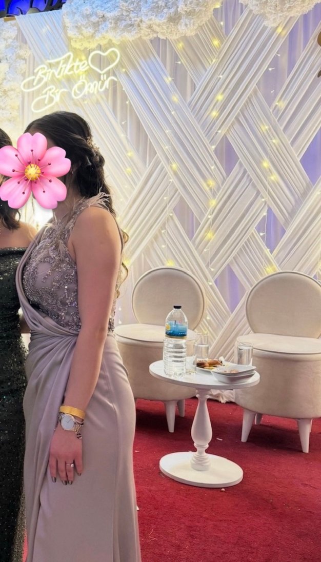 Gri Drapeli Uzun Straplez Abiye Elbise - Görsel 2