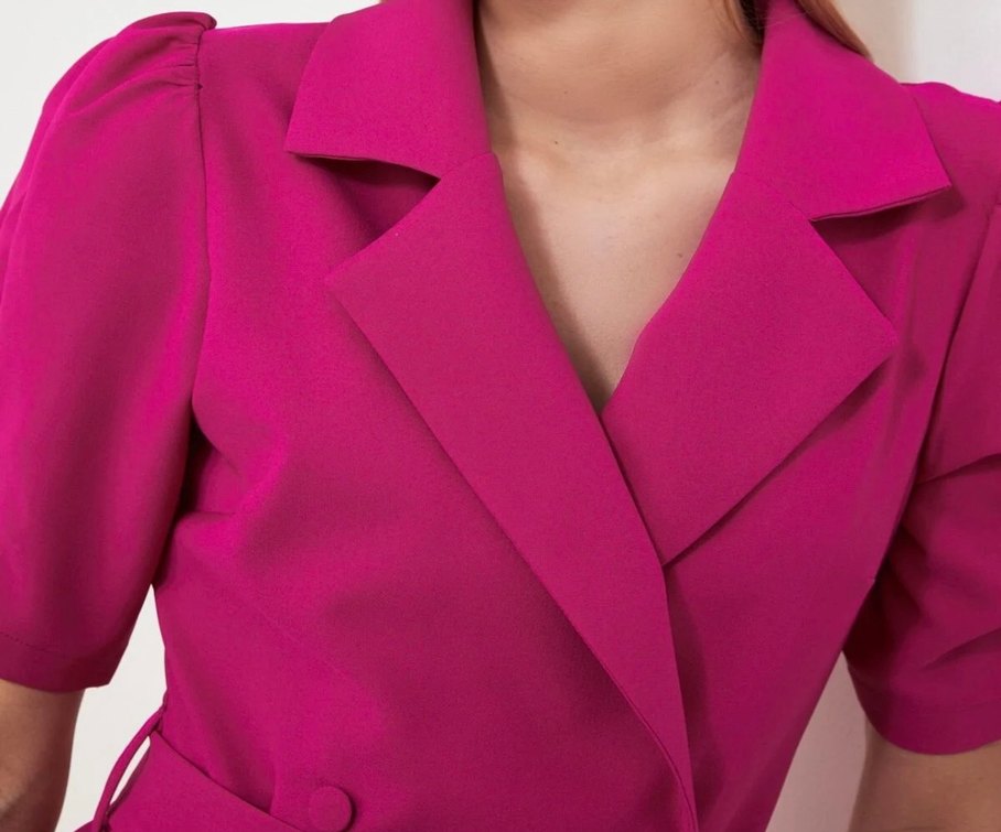 Pembe Kemerli Mini Ofis Elbisesi - Görsel 3