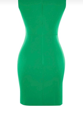 Drapeli Yeşil Midi Kalem Elbise - Görsel 8