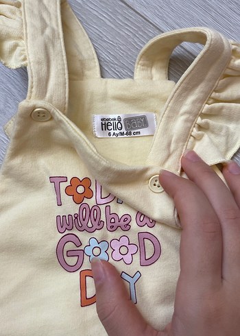 HelloBaby Sarı Baskılı Kız Çocuk Kısa Tulum