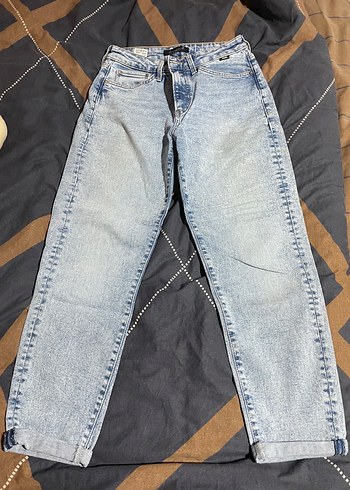 27 Beden Gevşek Kesim Midi Boy Mavi Kot Pantolon
