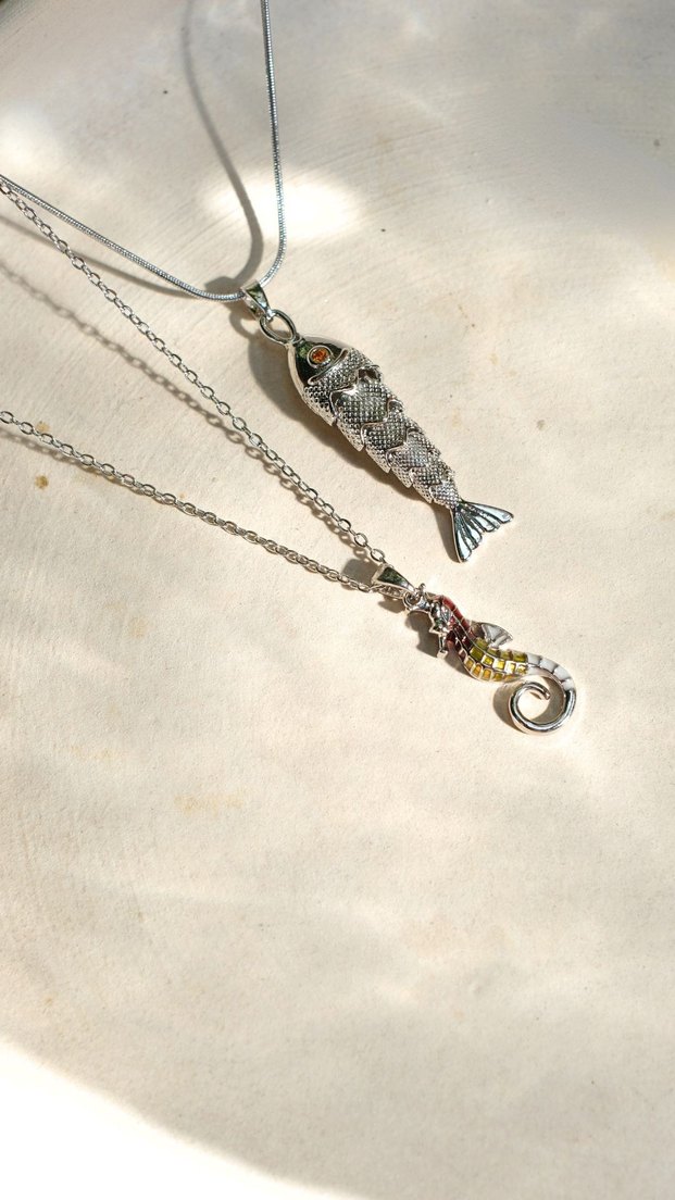 Balık Desenli Sılver Zincir Kolye - Görsel 2