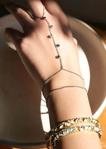 Renkli taşlı Gold&Sılver şahmeran - Görsel 4