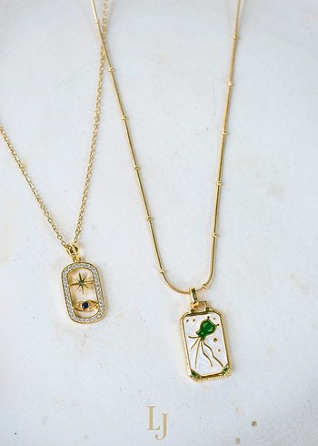 Uzun Altın Renkli Bohem Kolye - Görsel 2