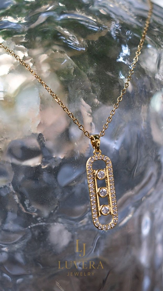 Gold&Sılver Taşlı Kadın Kolye - Görsel 2