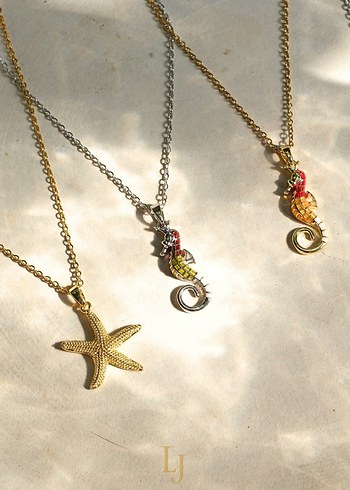 Sılver Deniz Atı Desenli Midi Kolye - Görsel 3