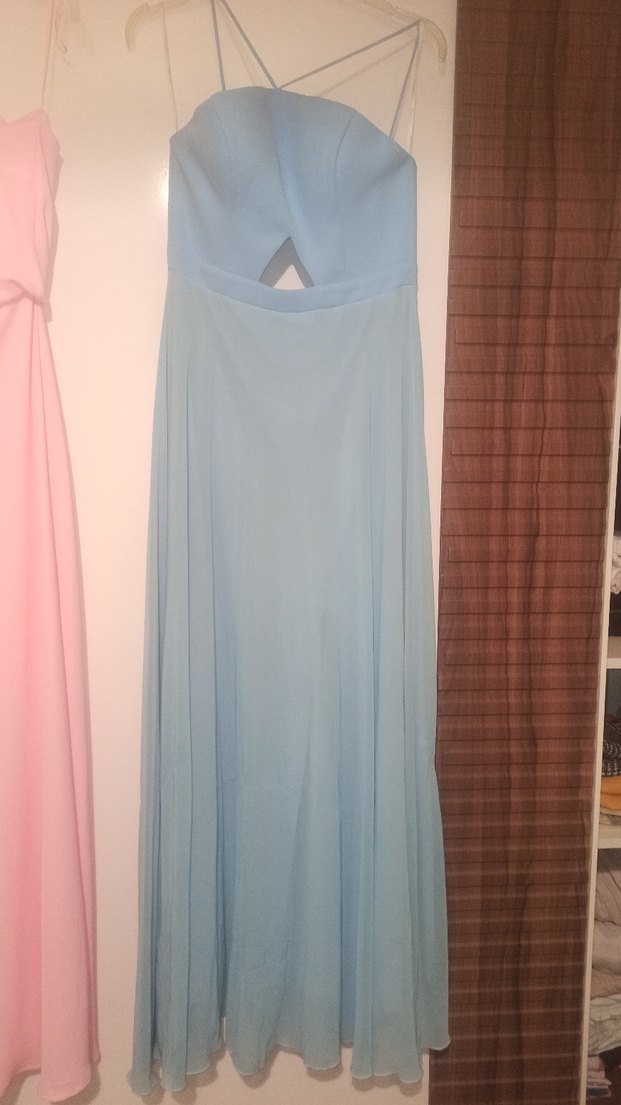 Pudra Pembe Drapeli Straplez Uzun Elbise - Görsel 2