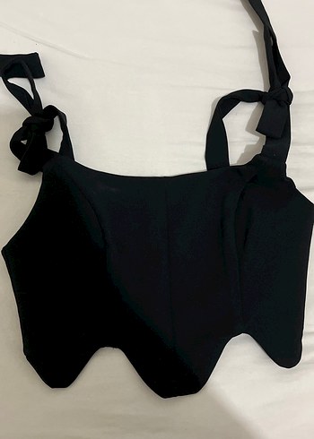 Siyah Strappy Gotik Midi Büstiyer