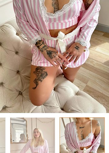 Victoria s Secret Pembe Çizgili Kadın Pijama Takımı