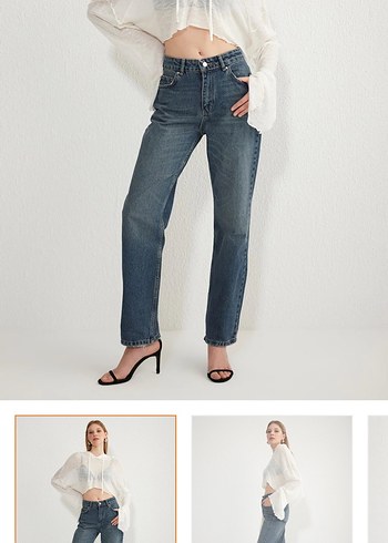 Kadın Mavi Denim Regular Fit Jean