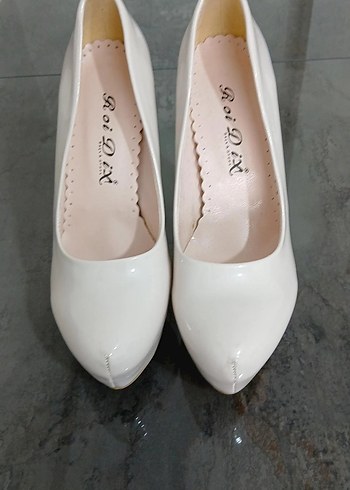 Beyaz Rugan Kadın Stiletto Topuklu Ayakkabı - Görsel 2